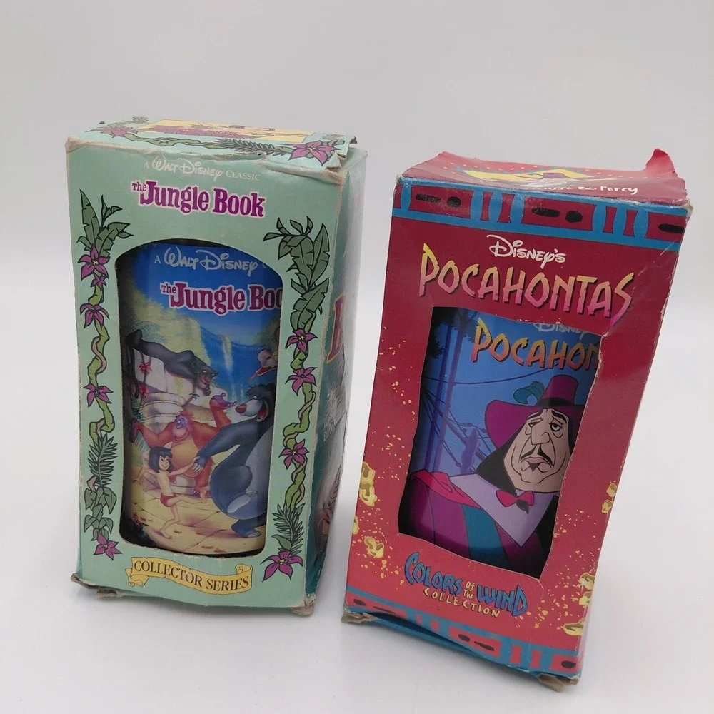 2 Vtg Disney Pocahontas & Jungle Book Burger King Boxes & Cup Lot Kids Collector